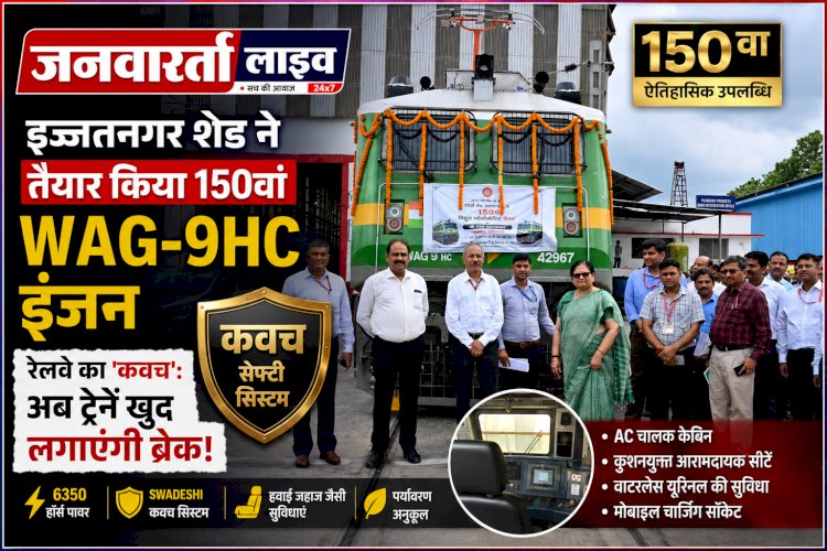 रेलवे का 'कवच': इज्जतनगर शेड ने तैयार किया 150वां शक्तिशाली WAG-9HC इंजन, अब ट्रेनें खुद लगाएंगी ब्रेक!